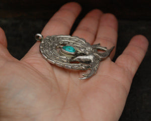 Indian Sterling Silver Peacock Pendant