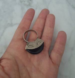 Tuareg Agate Tisek Silver Ring - Size 9