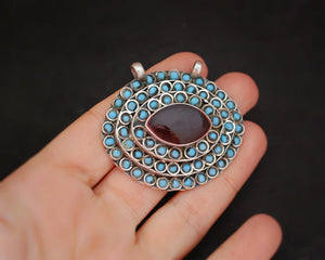 Turkmen Pendant with Carnelian and Turquoise