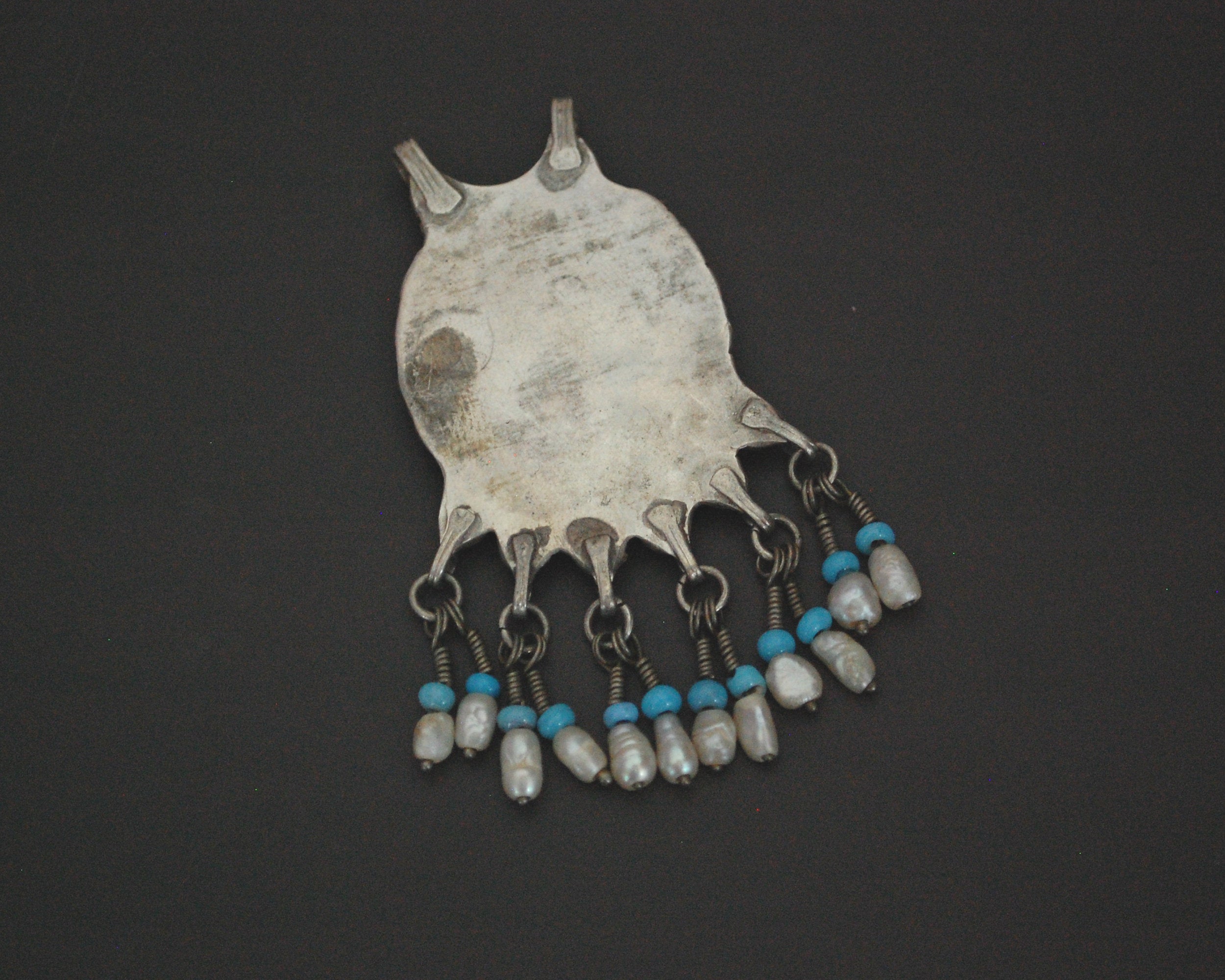 Afghani Carnelian Pendant with Turquoise and Pearls -