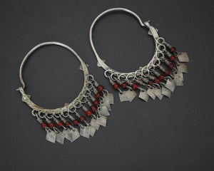 Afghani Hoop Earrings with Glass Tassels