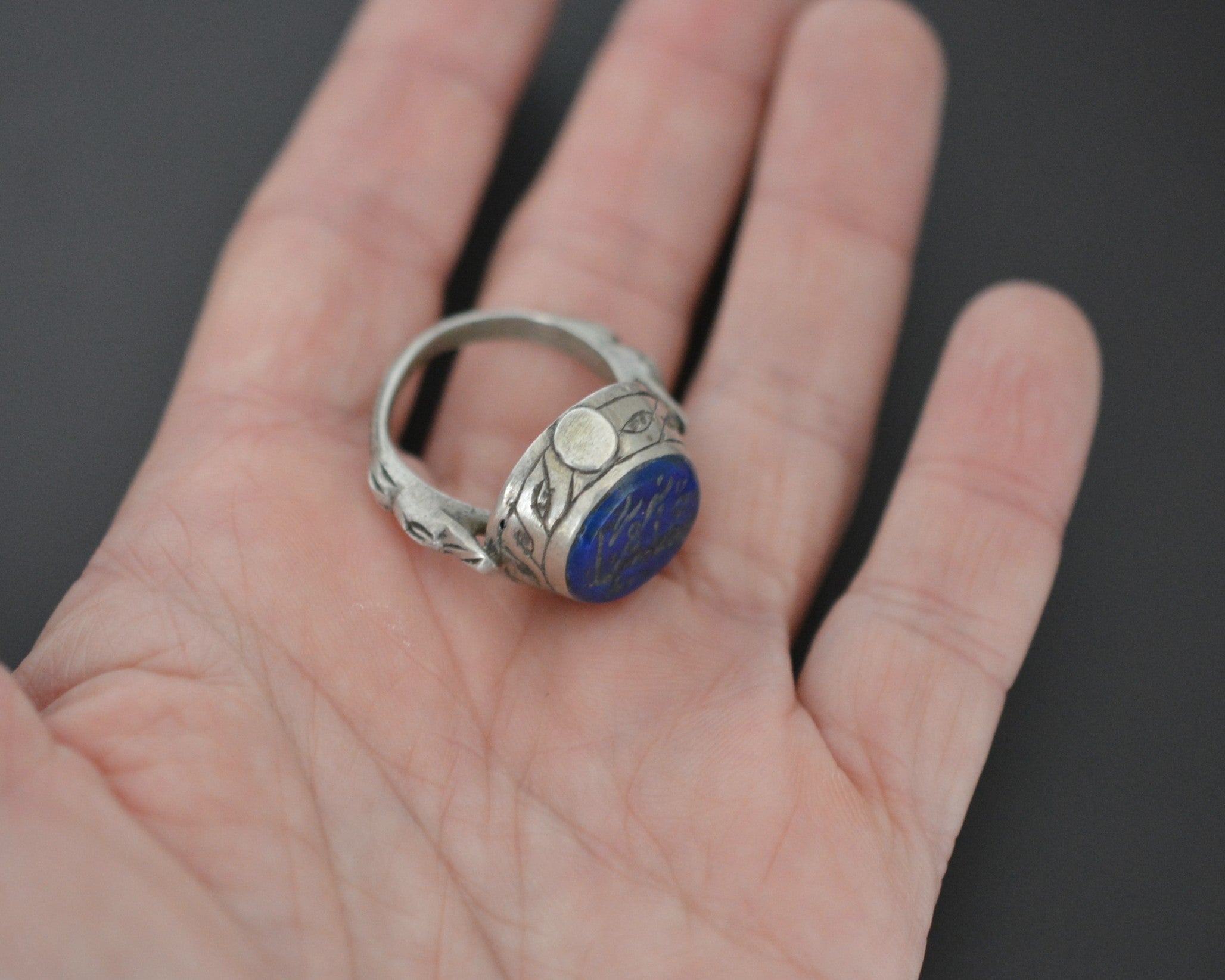 Afghani Lapis Lazuli Intaglio Ring  - Size 9