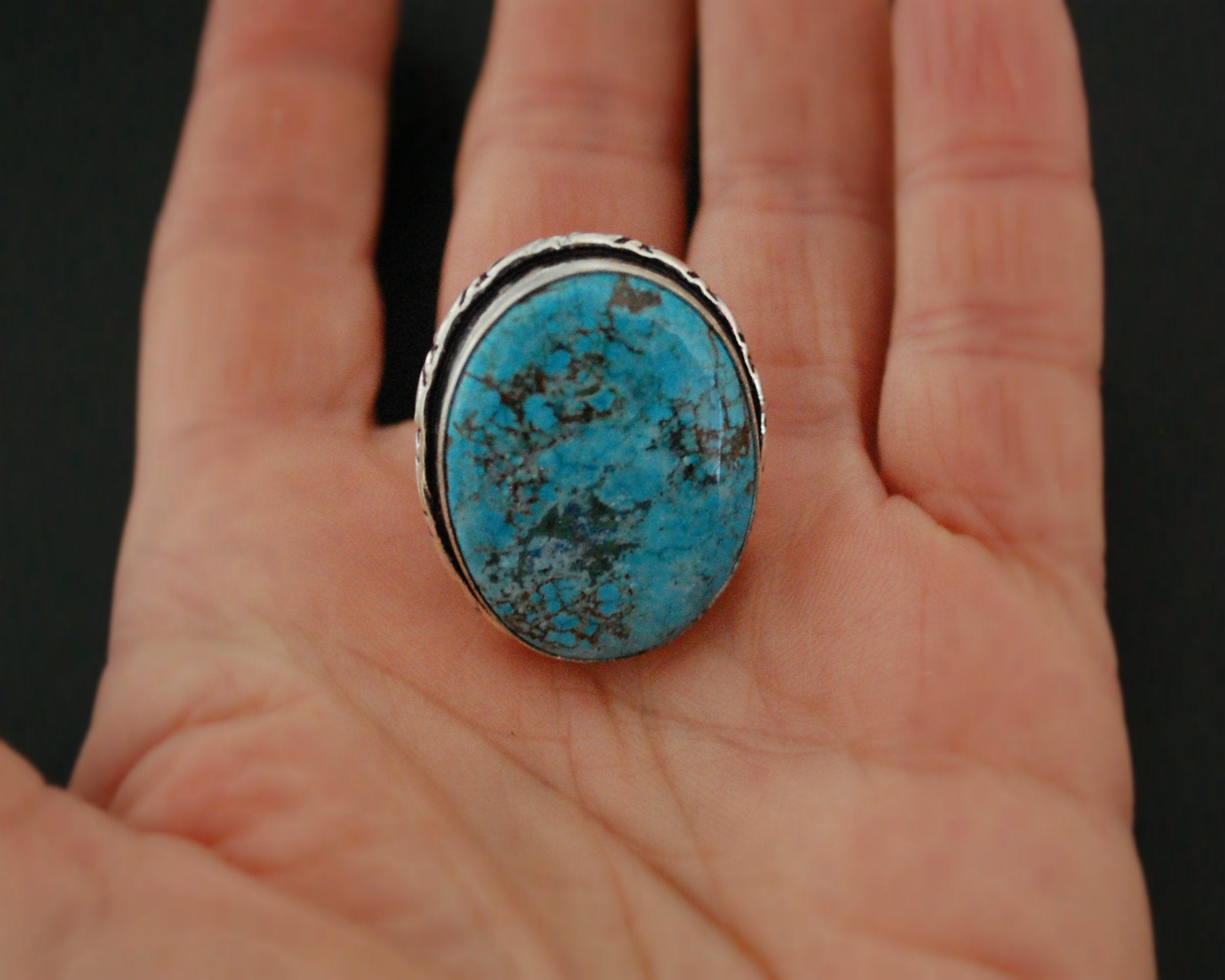 Large Turquoise Ring - Size 8.25