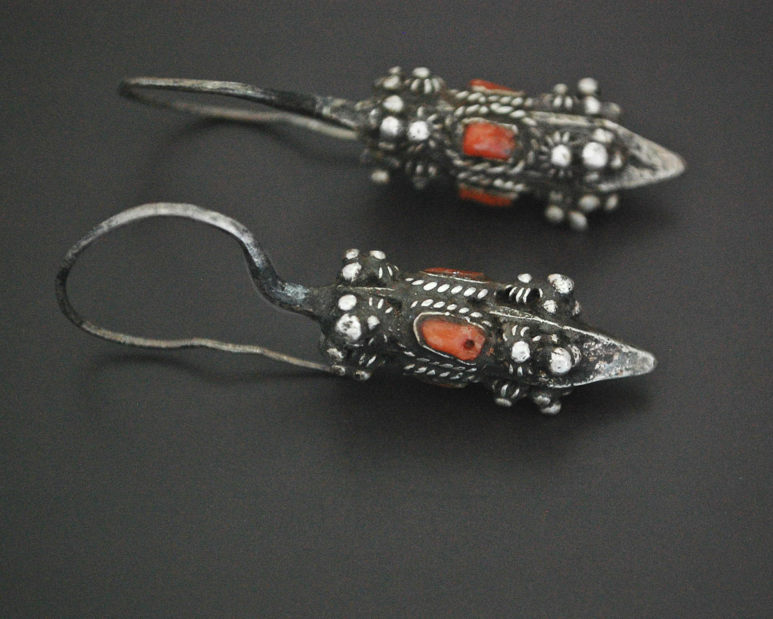 Antique Kirghiz Coral Earrings
