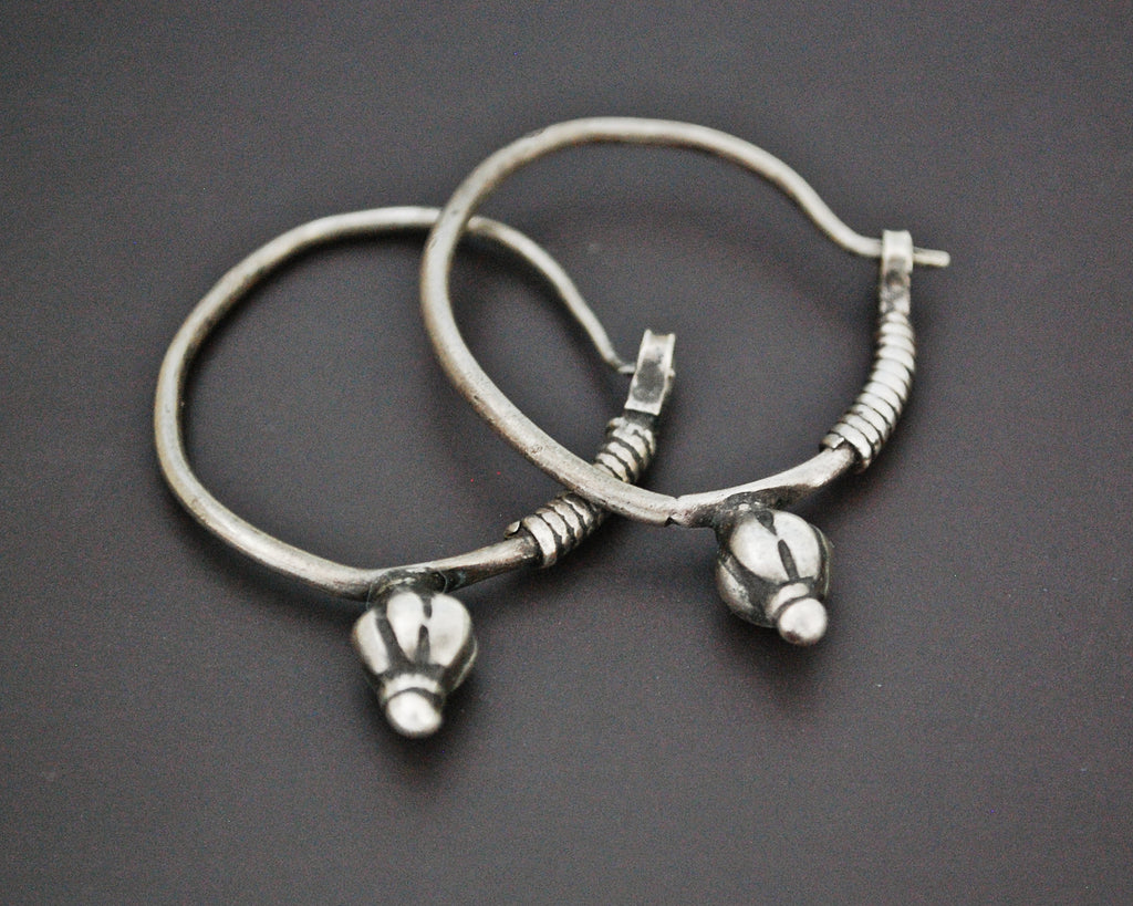 Afghani Poppy Hoop Earrings