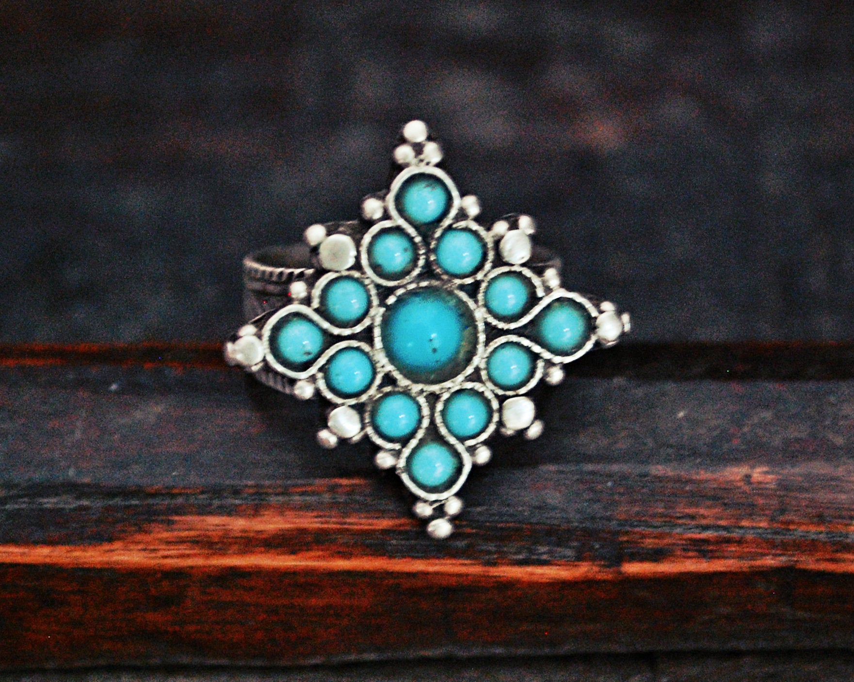 Antique Afghani Turquoise Ring - Size 8.5