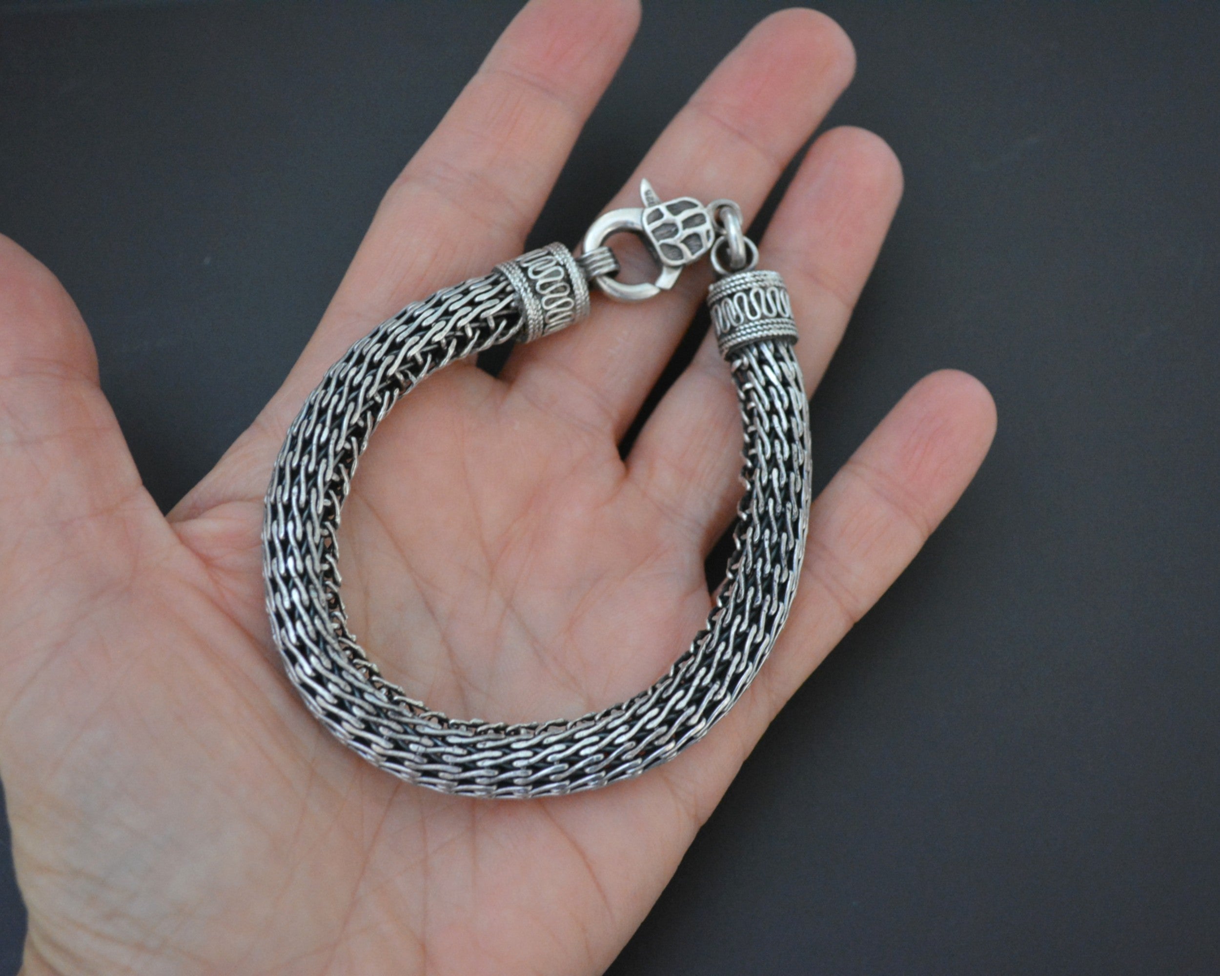 Thick Heavy Bali Snake Chain Bracelet