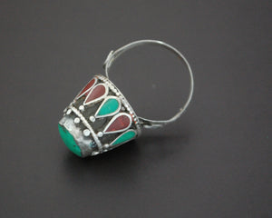 Afghani Carnelian Turquoise Dome Ring - Size 10