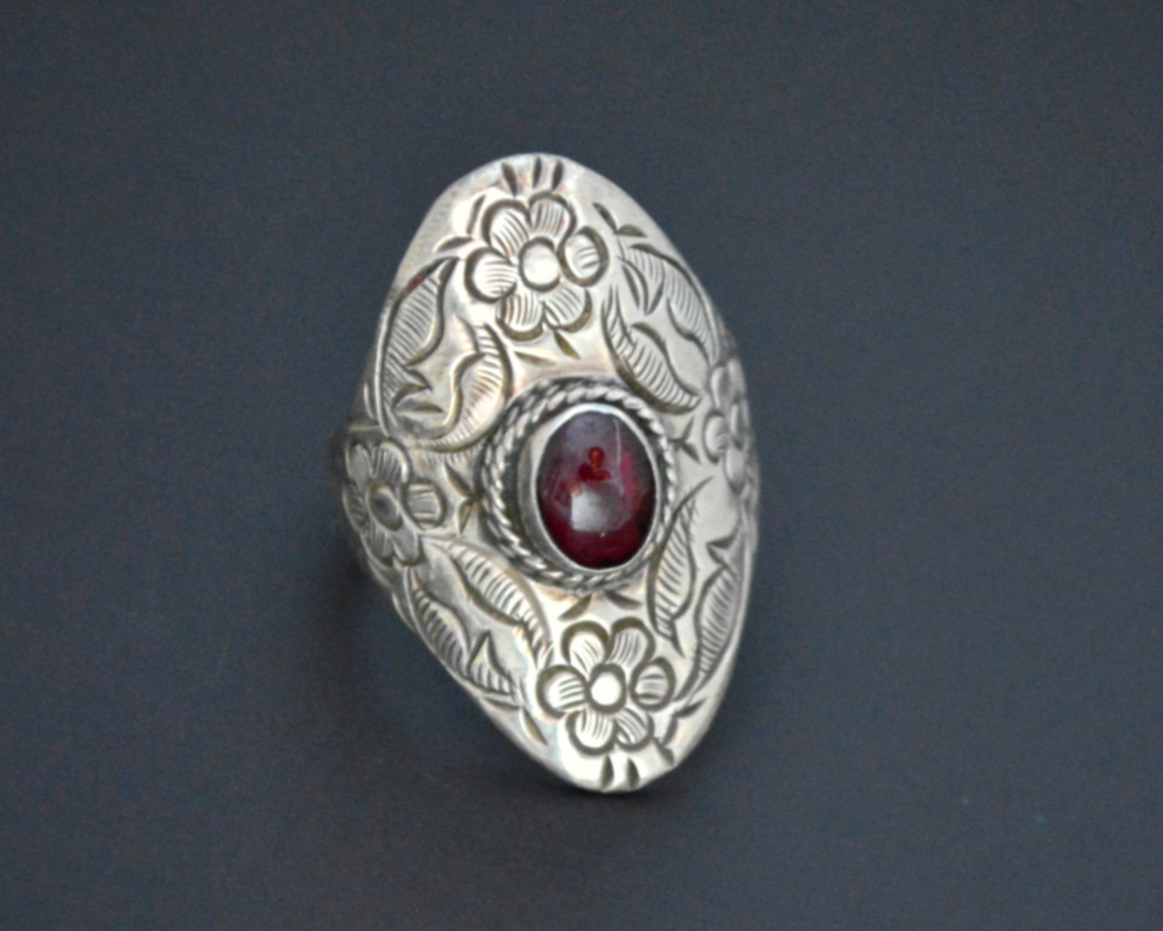 Nepali Silver Garnet Ring - Size 9