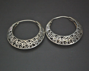 Ethnic Hoop Earrings with Flower Design