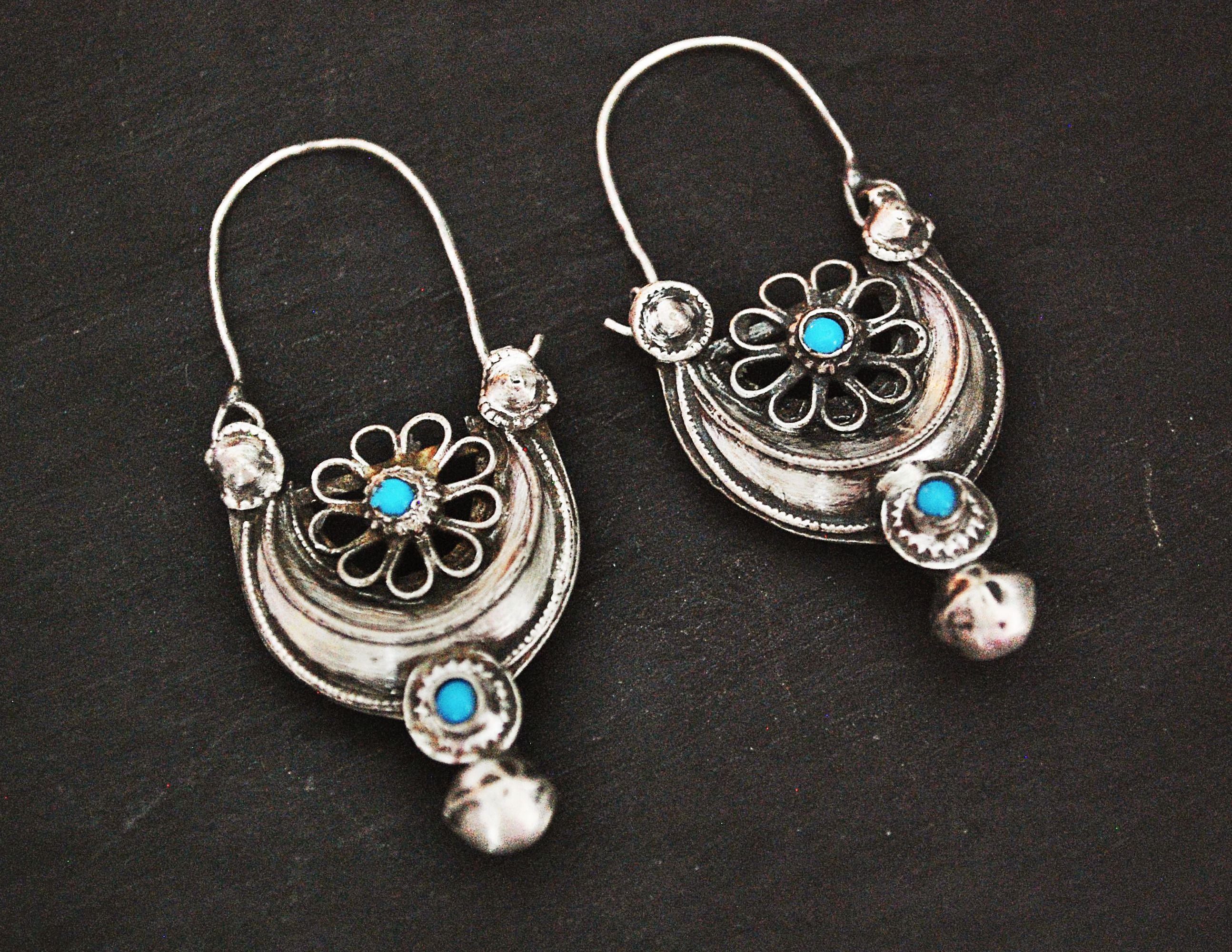 Antique Afghani Earrings with Turquoise