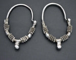 Old Large Gujarati Hoop Earrings - Old Silver
