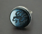 Afghani Onyx Animal Intaglio Ring - Size 9