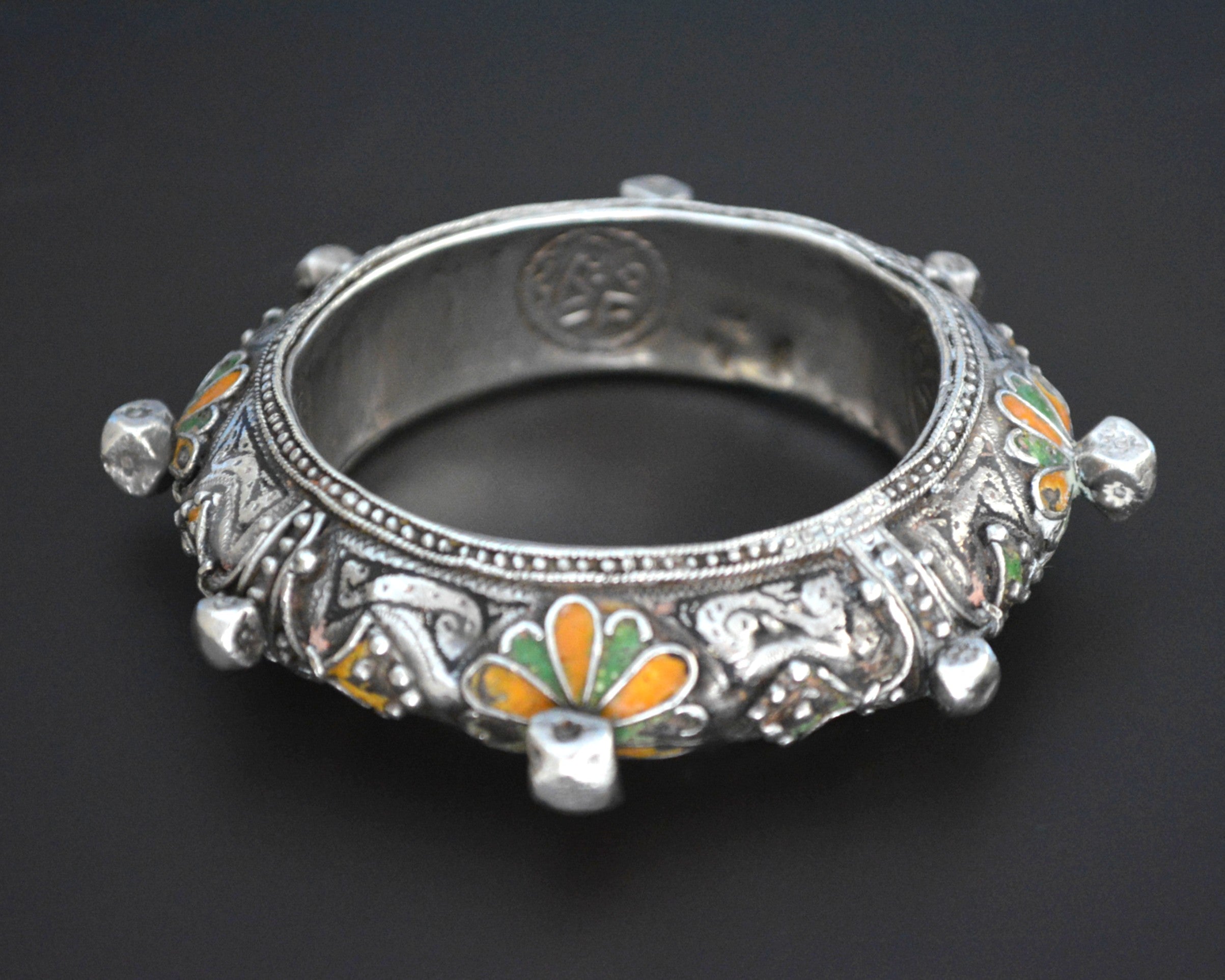 Berber Hinged Enamel Bracelet - SMALL