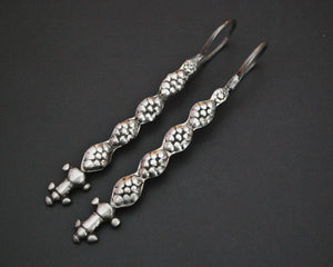 Antique Long Afghani Silver Earrings