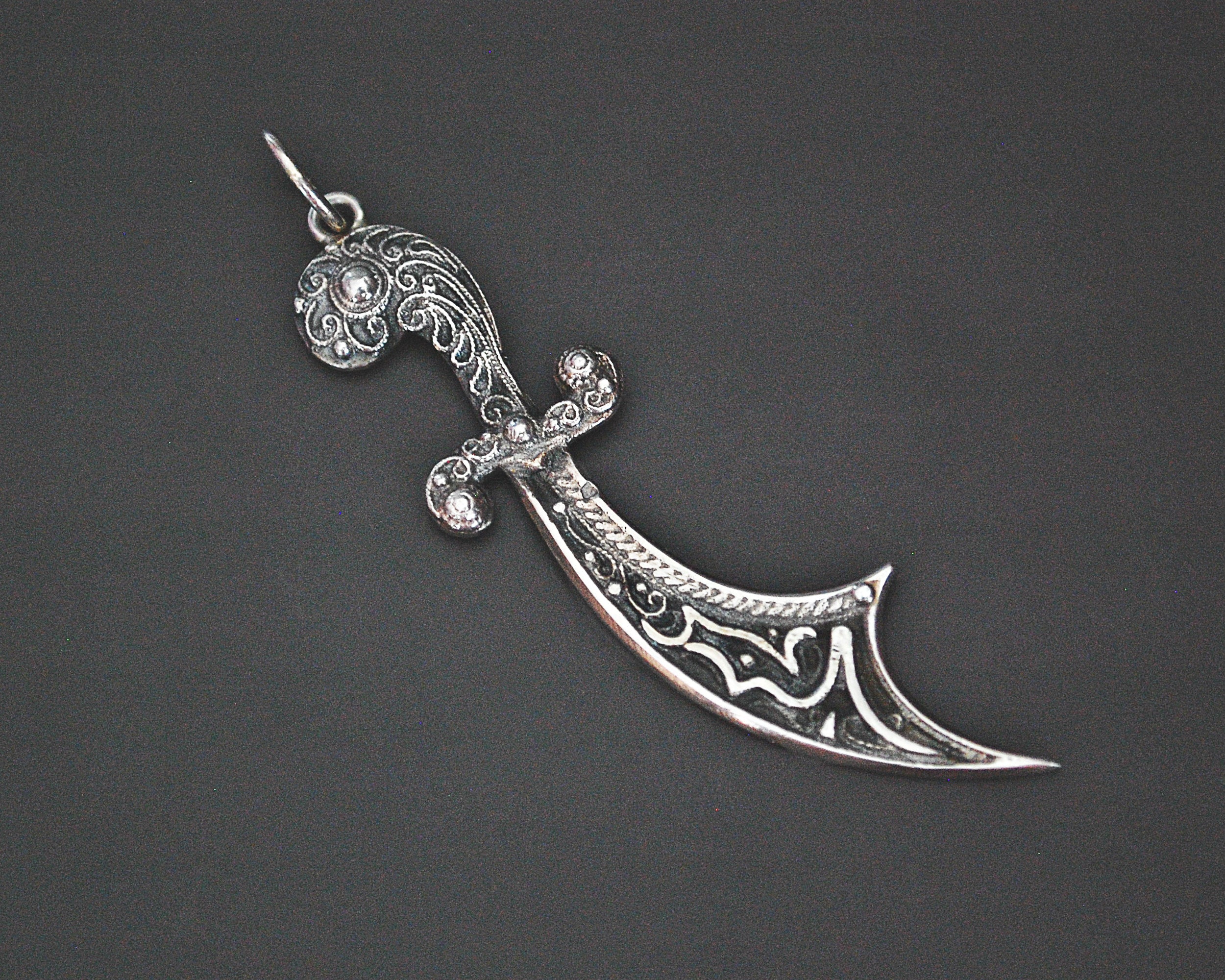 Tunisian Silver Filigree Dagger Pendant