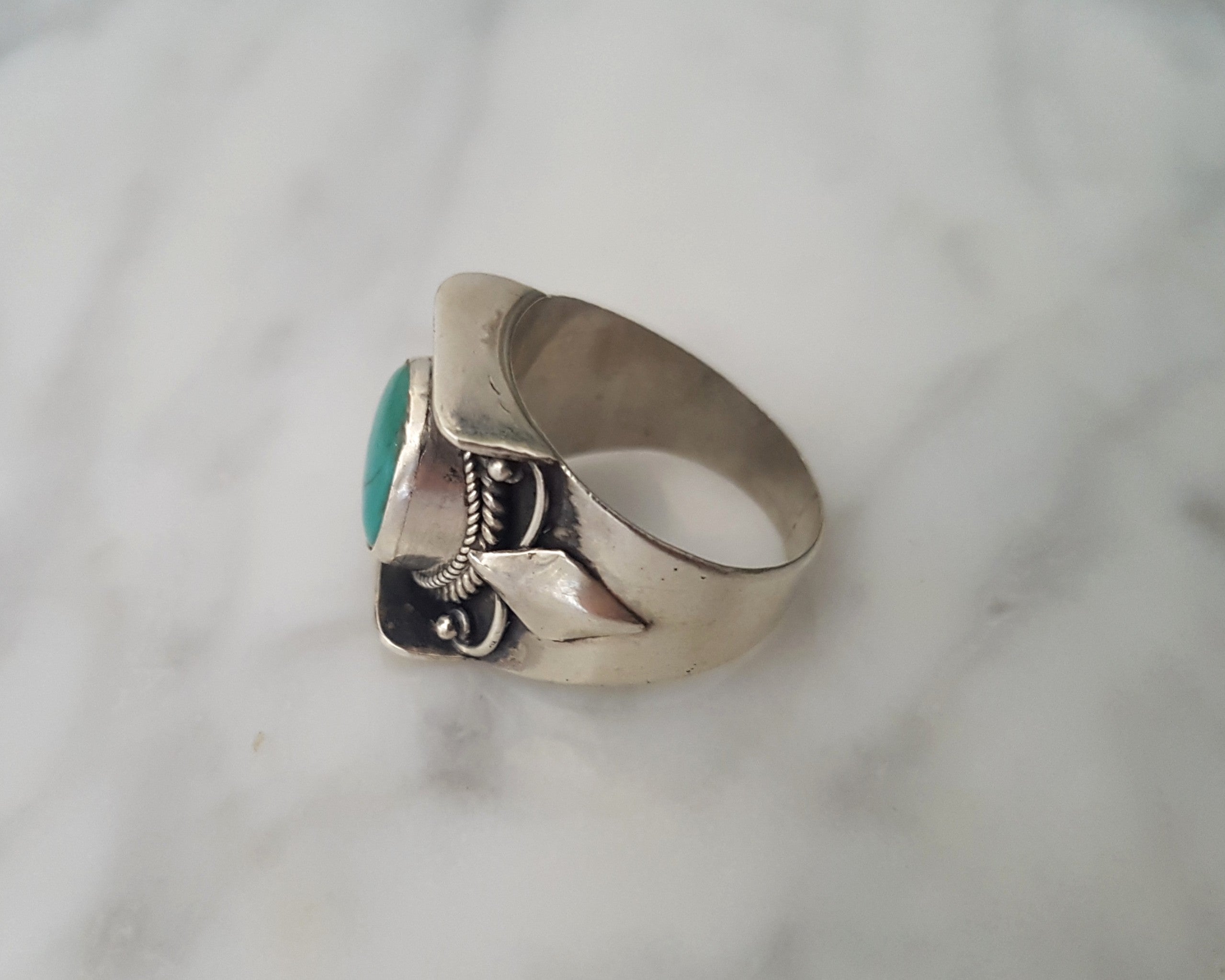Nepali Turquoise Saddle Ring - Size 7.75 / 8