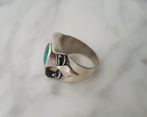 Nepali Turquoise Saddle Ring - Size 7.75 / 8