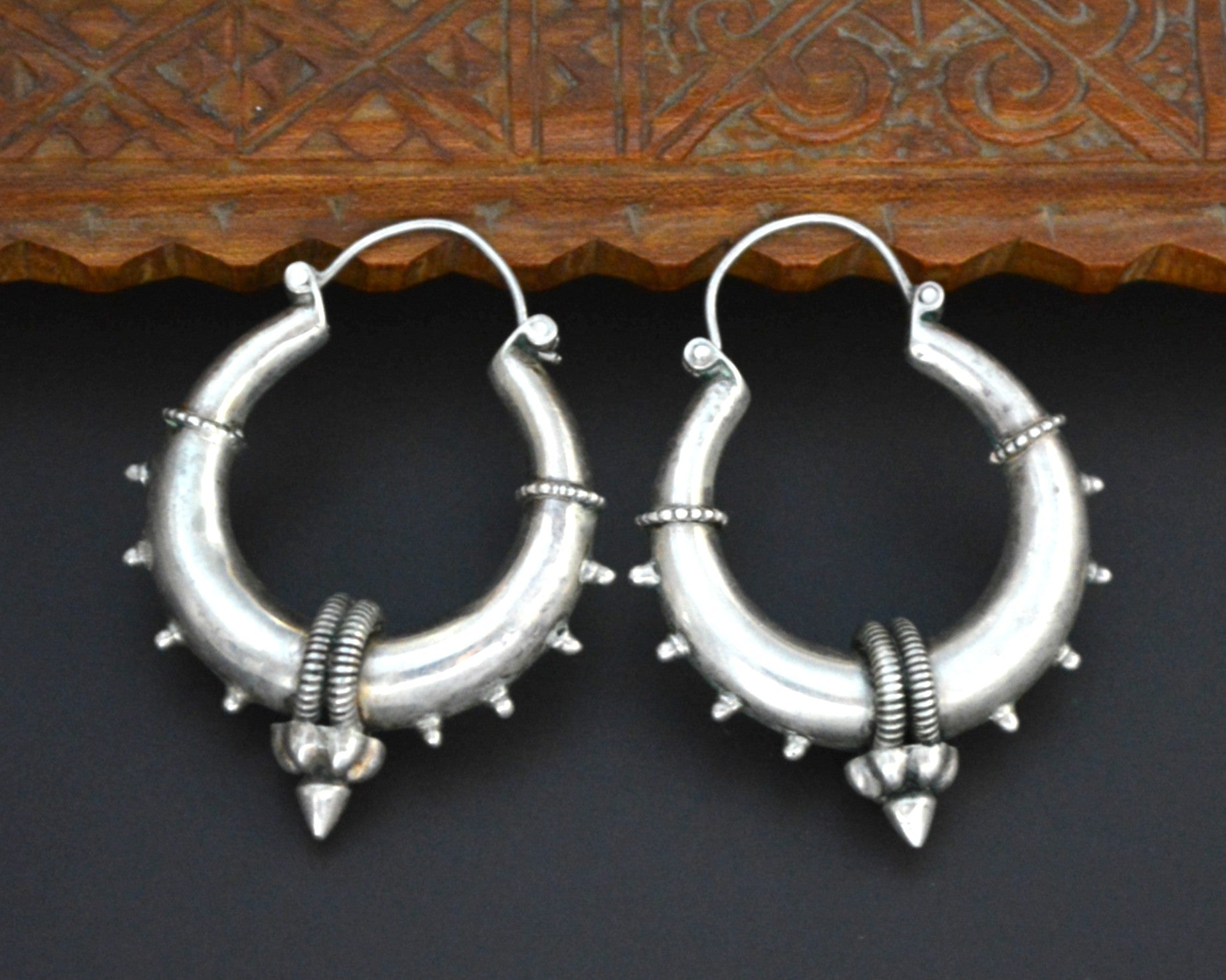 Ethnic Spike Hoop Earrings - MEDIUM