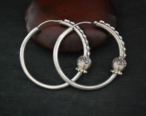Ethnic Hoop Earrings with Garnet - LARGE