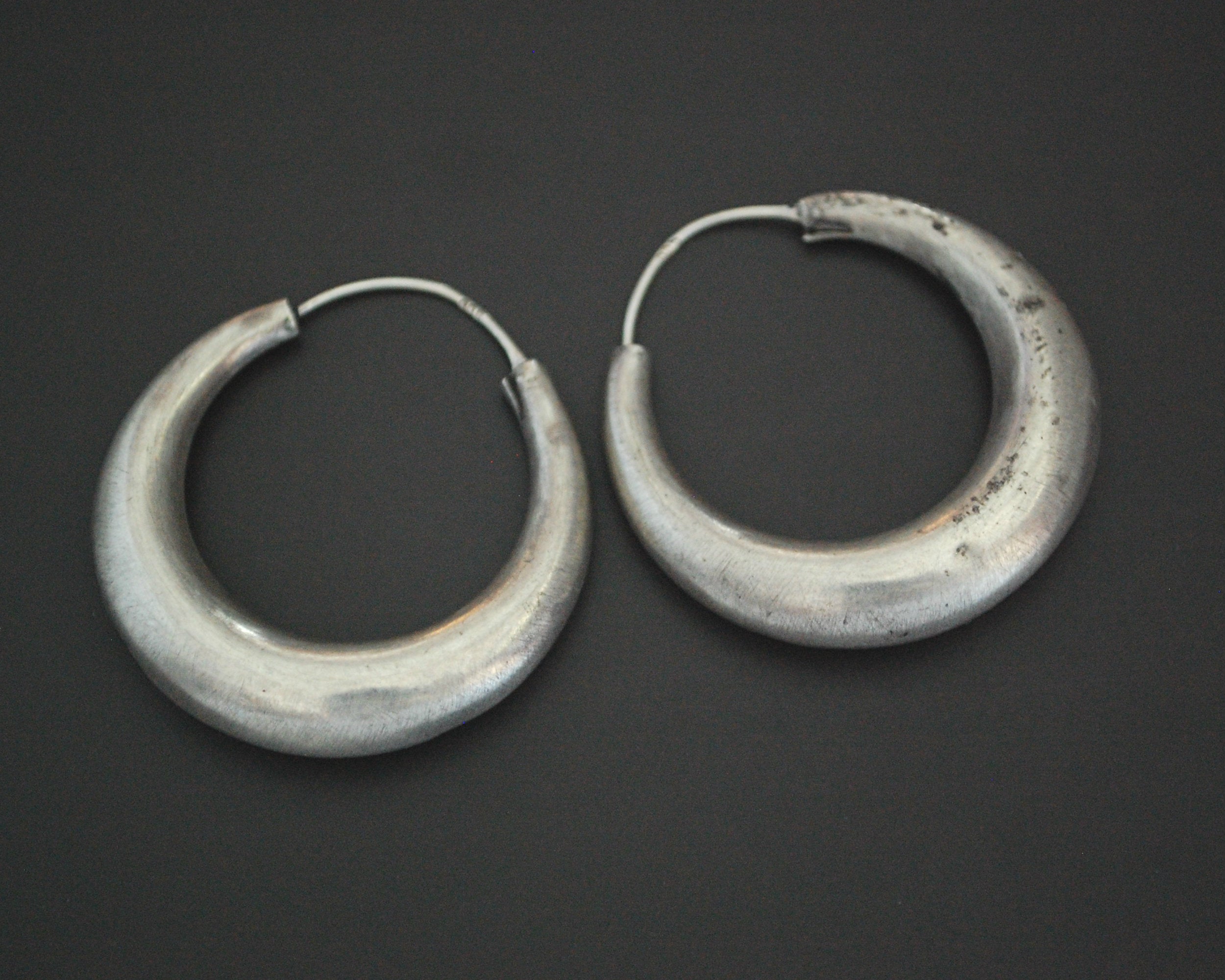 Ethnic Hoop Earrings with Patina - MEDIUM