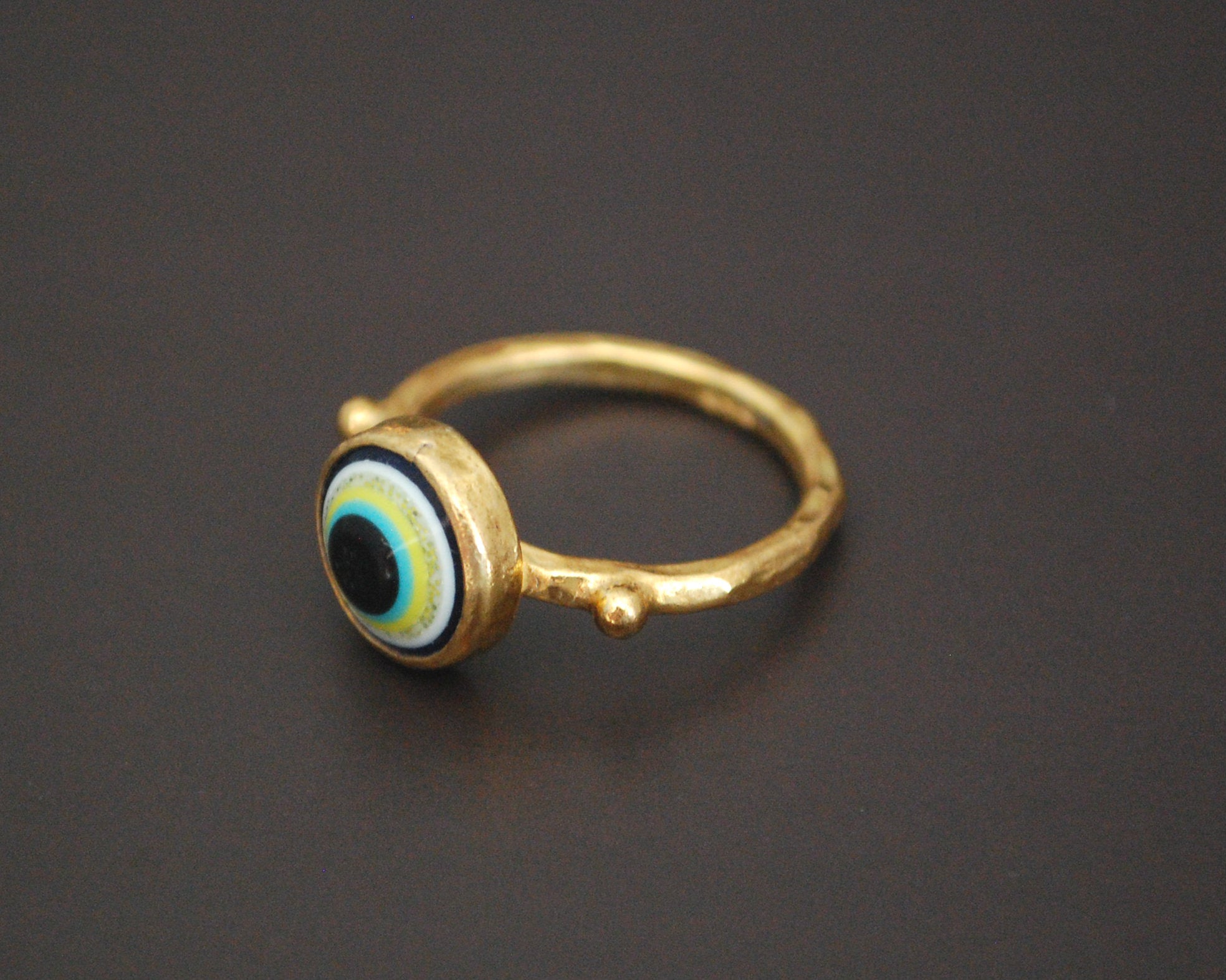 Gilded Sterling Silver Eye Ring - Size 7