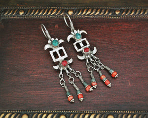 Uzbek Coral Turquoise Earrings