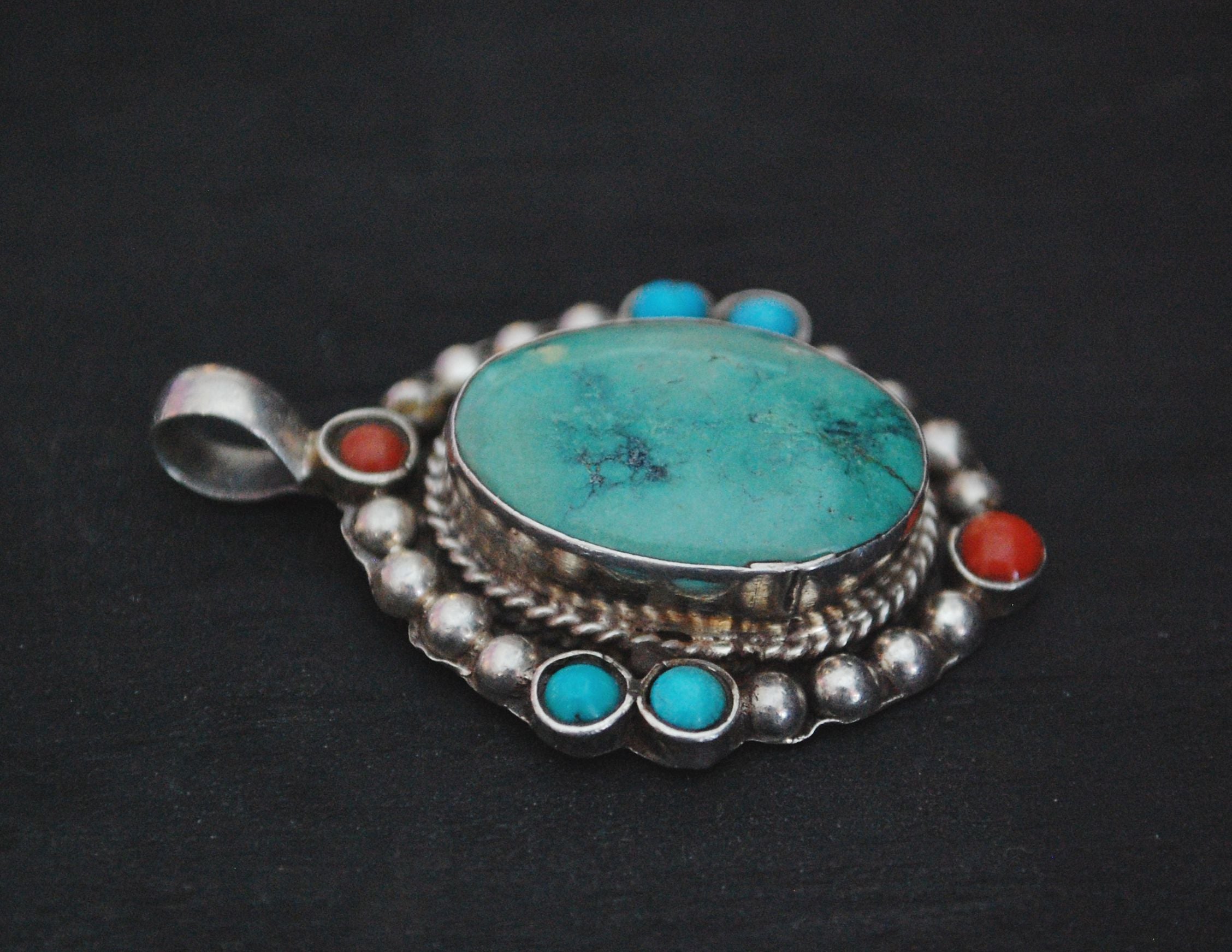Nepali Turquoise Coral Pendant
