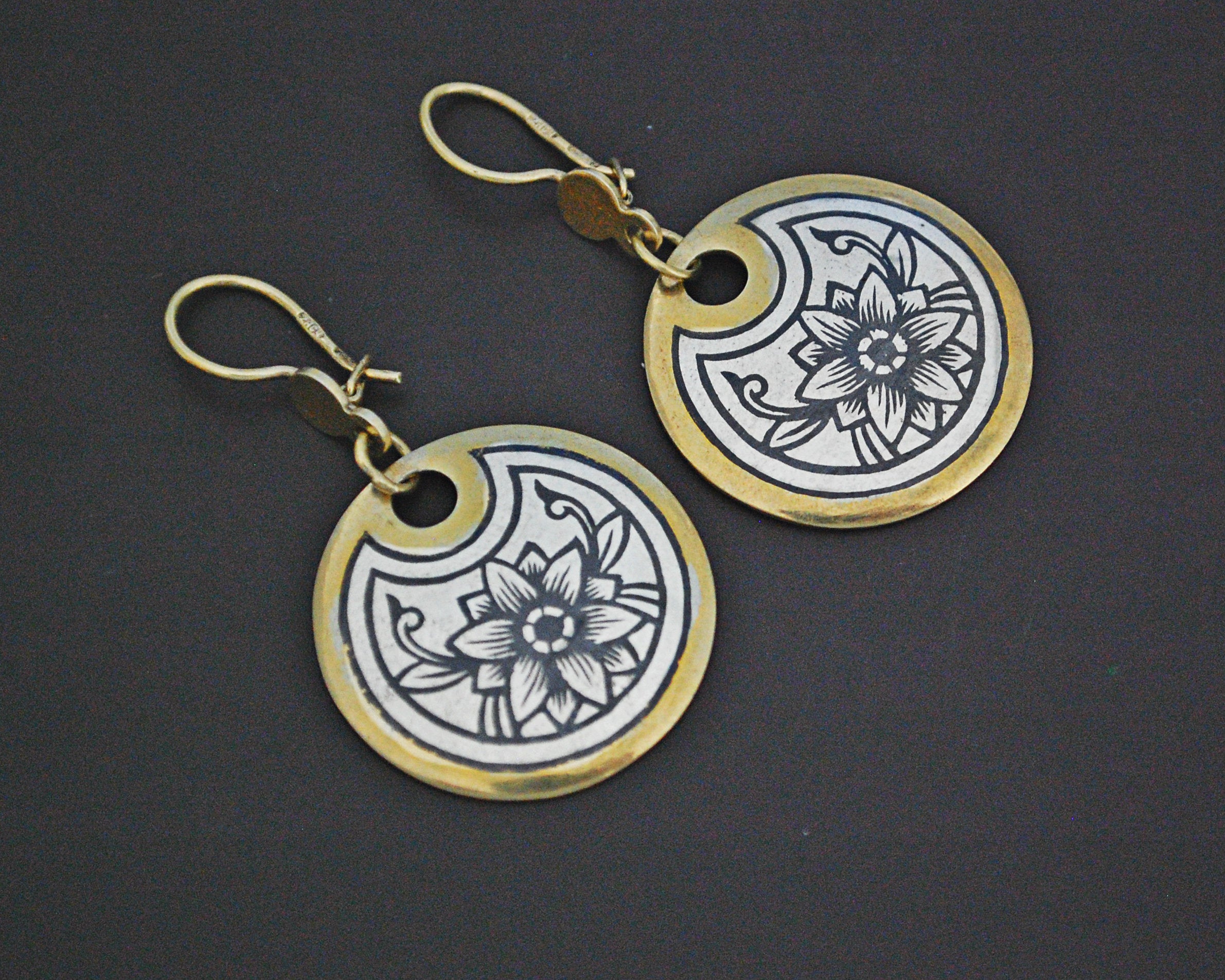 Russian Niello Silver Gilded Earrings