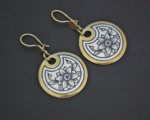 Russian Niello Silver Gilded Earrings
