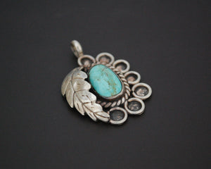 Native American Navajo Turquoise Feather Pendant