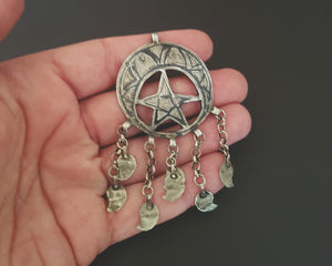 Old Caucasian Niello Pendant with Dangles