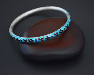 Indian Blue Enamel Bangle Bracelet - SMALL