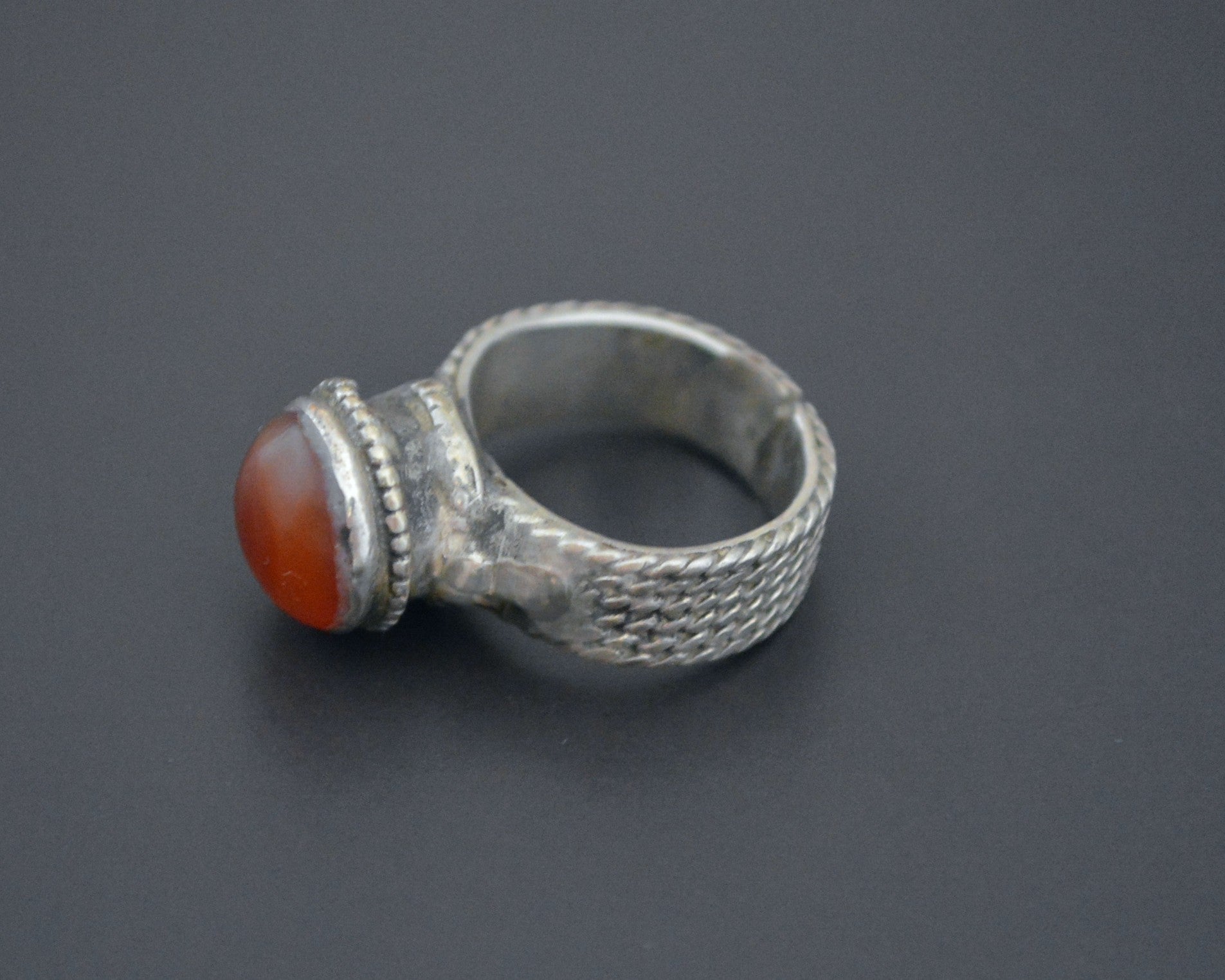 Afghani Carnelian Silver Ring - Size 6