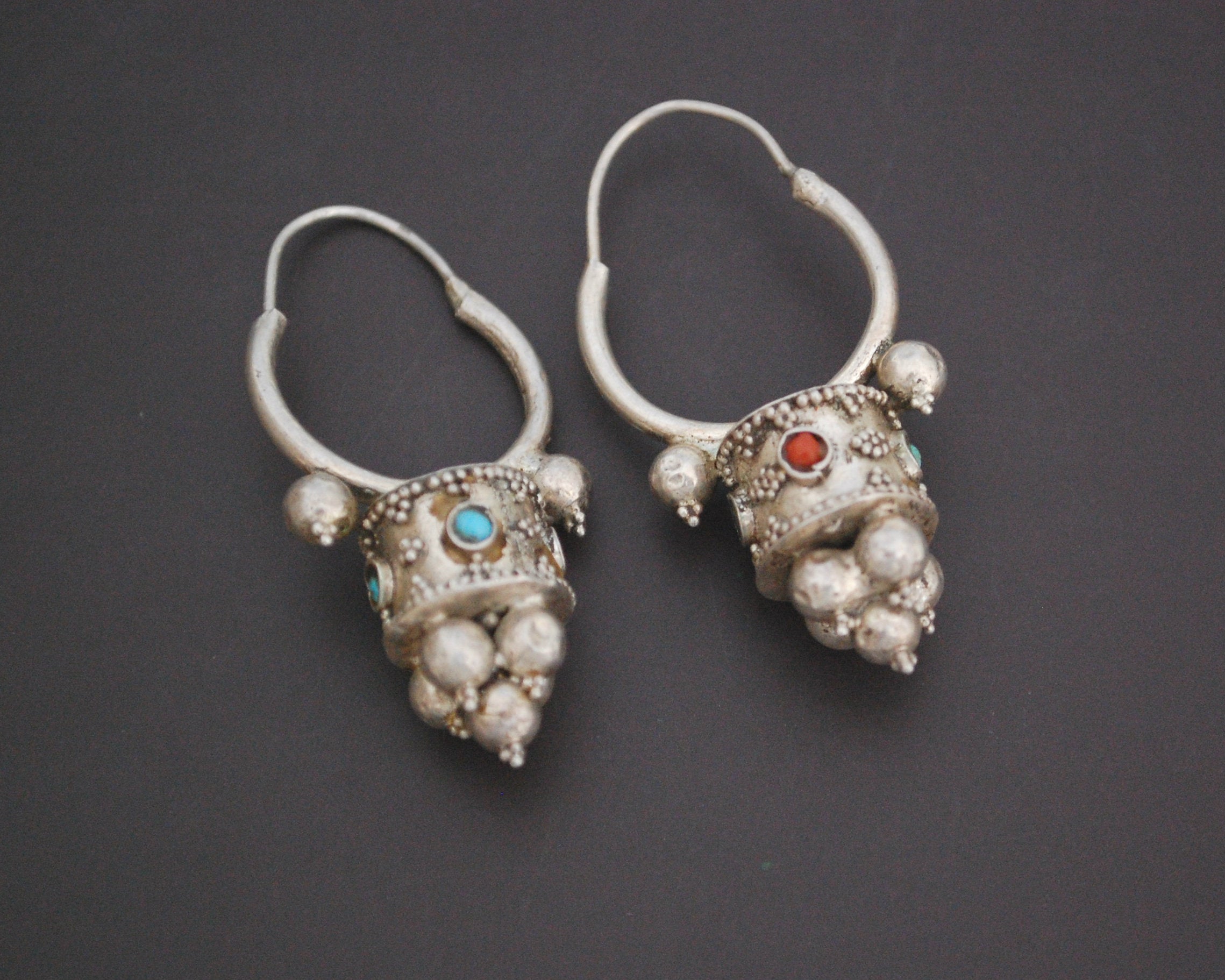 Uzbek Coral Turquoise Earrings