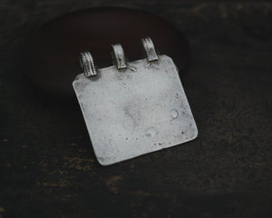 Antique Afghani Silver Pendant with Red Glass