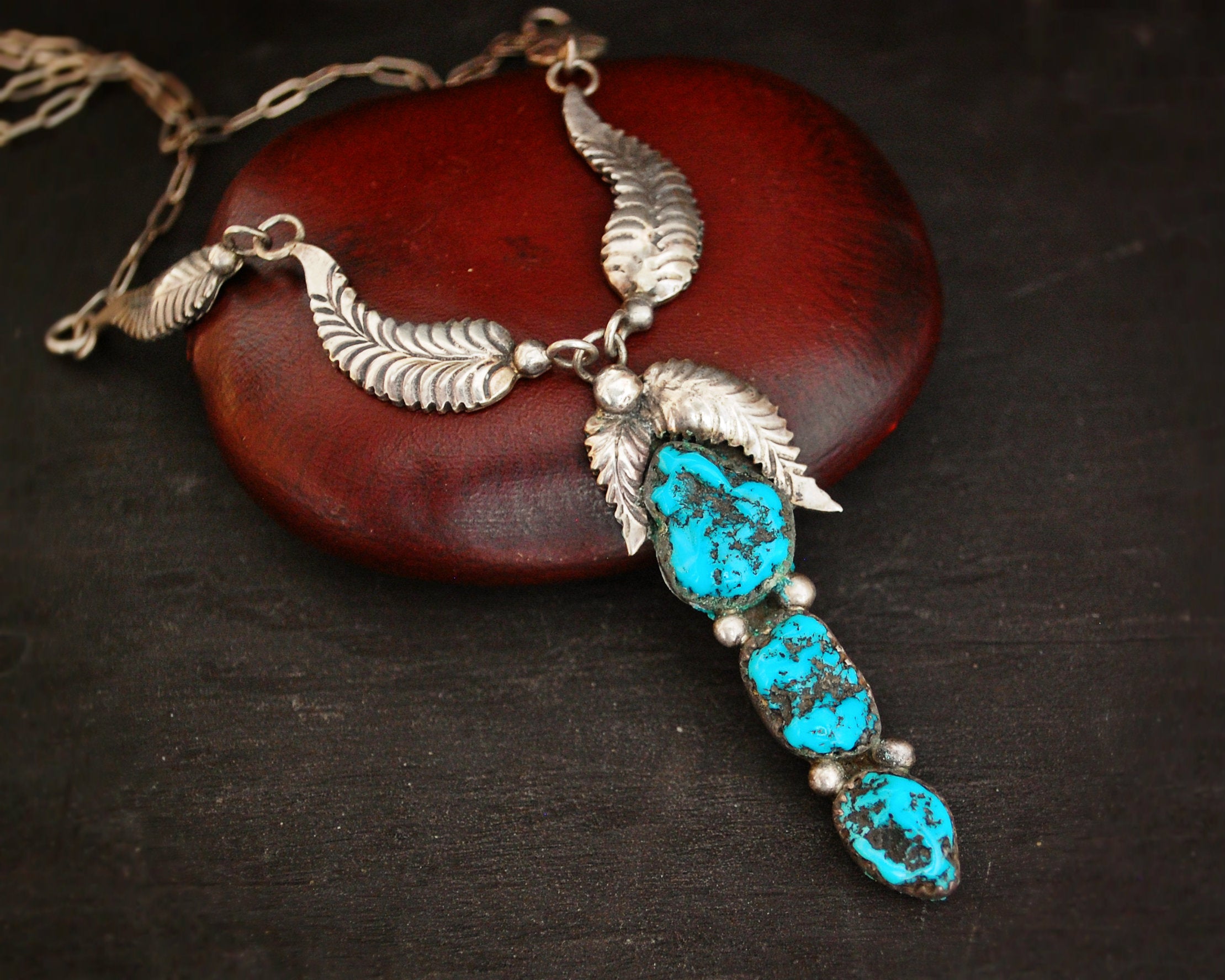 Navajo Turquoise Feather Necklace