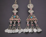 Large Antique Afghani Earrings with Turquoise
