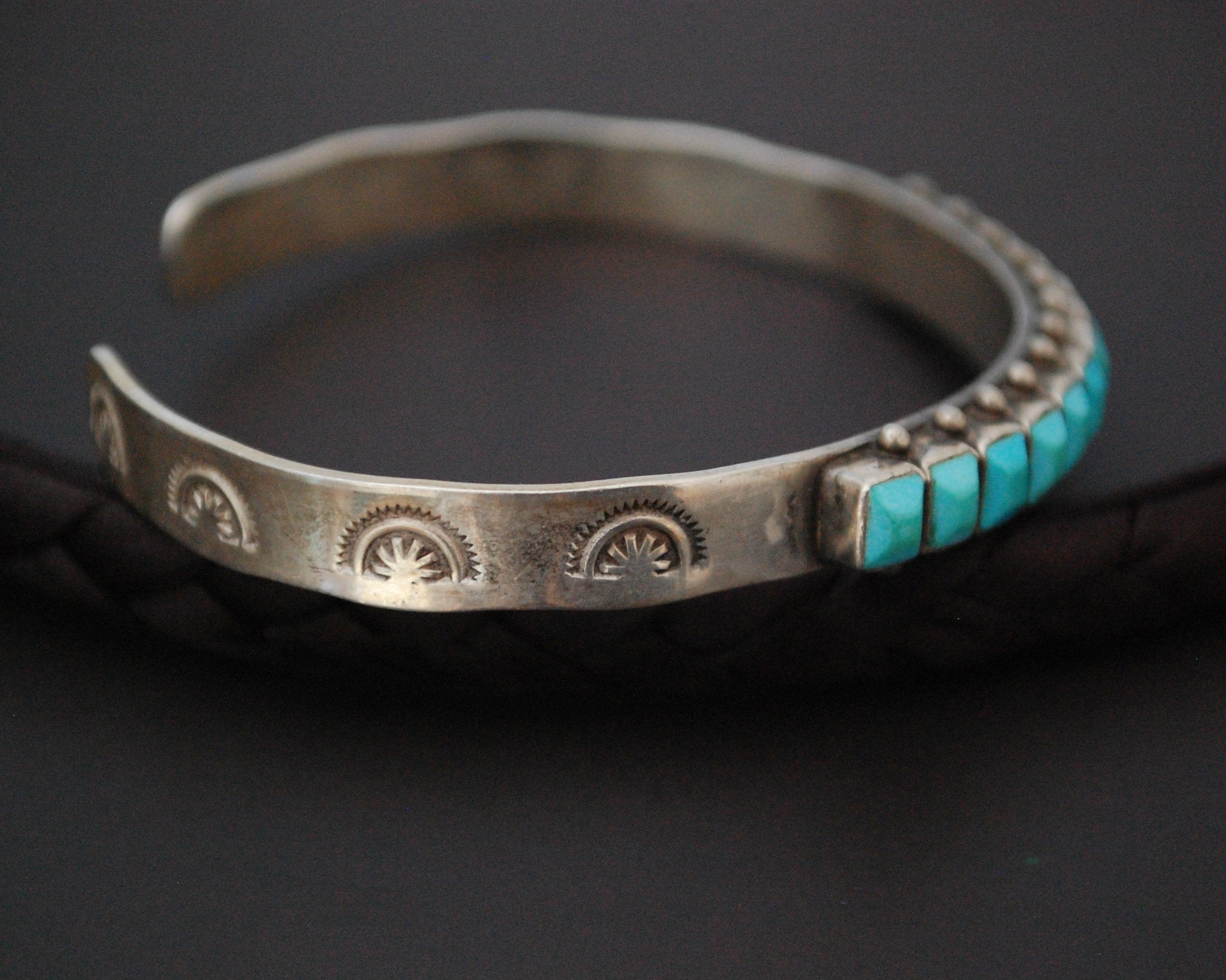 Signed Zuni Turquoise Cuff Bracelet - XSMALL - Signed Ernest and Vivnita Bewanika