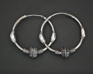 Large Bali Hoop Earrings with Bead and Wirework