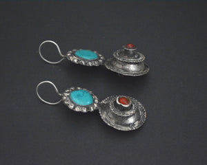 Old Rajasthani Earrings with Coral and  Turquoise