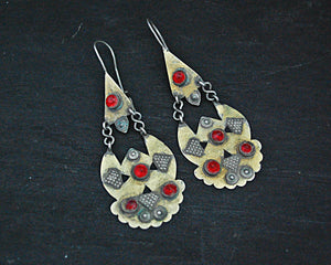Afghani Earrings with Red Glass