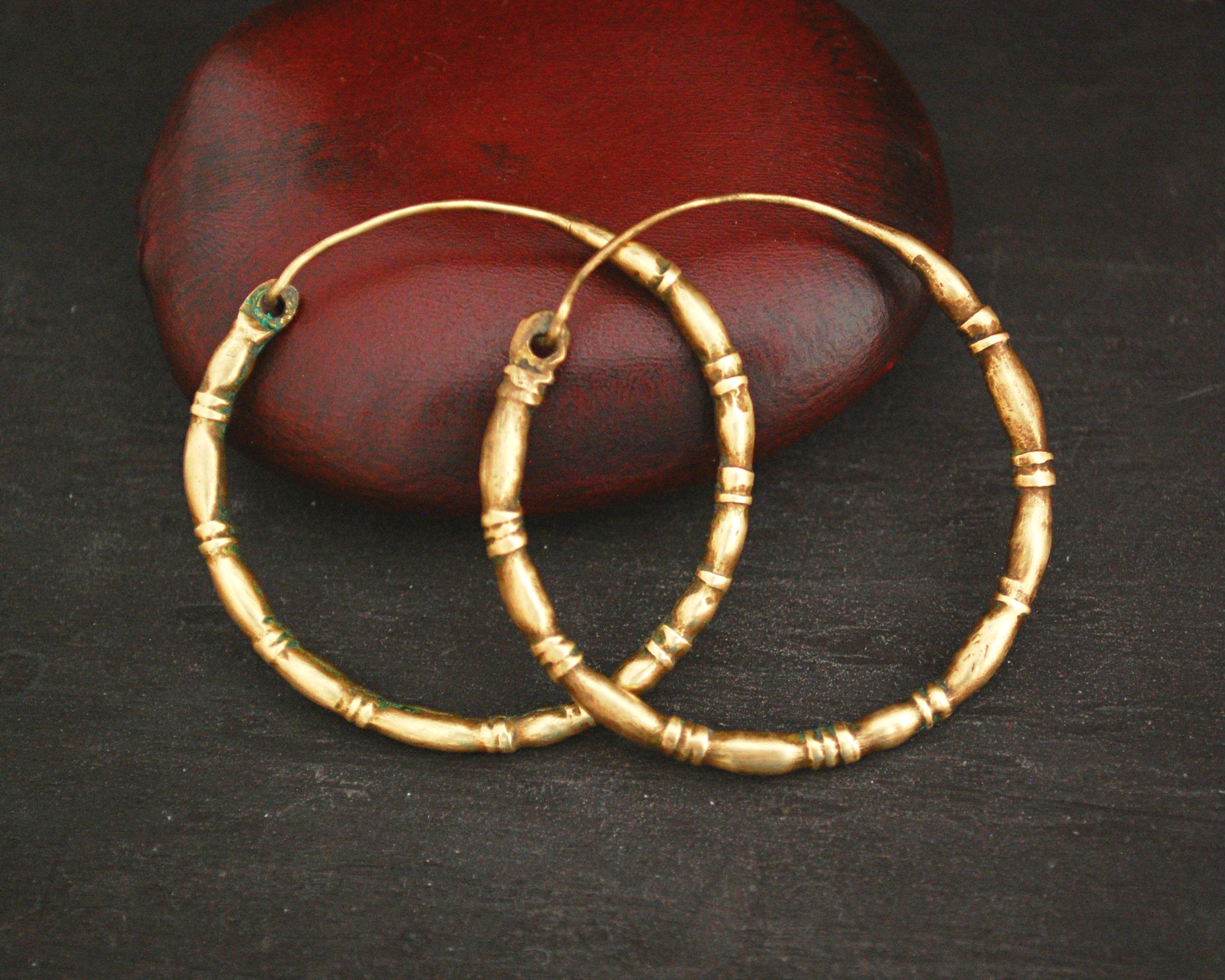 Ethnic Brass Hoop Earrings from India