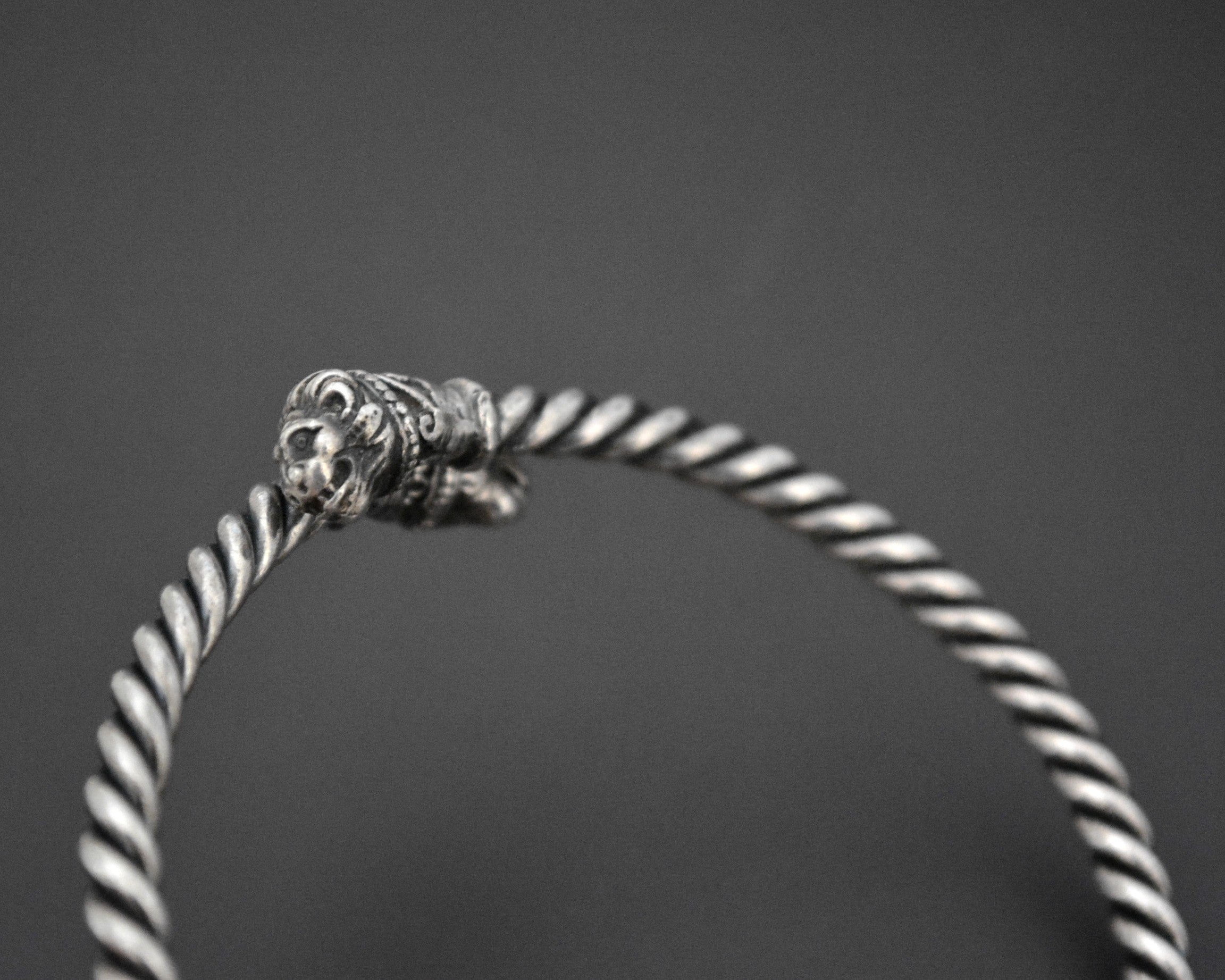 Vintage Silver Lion Head Bracelet