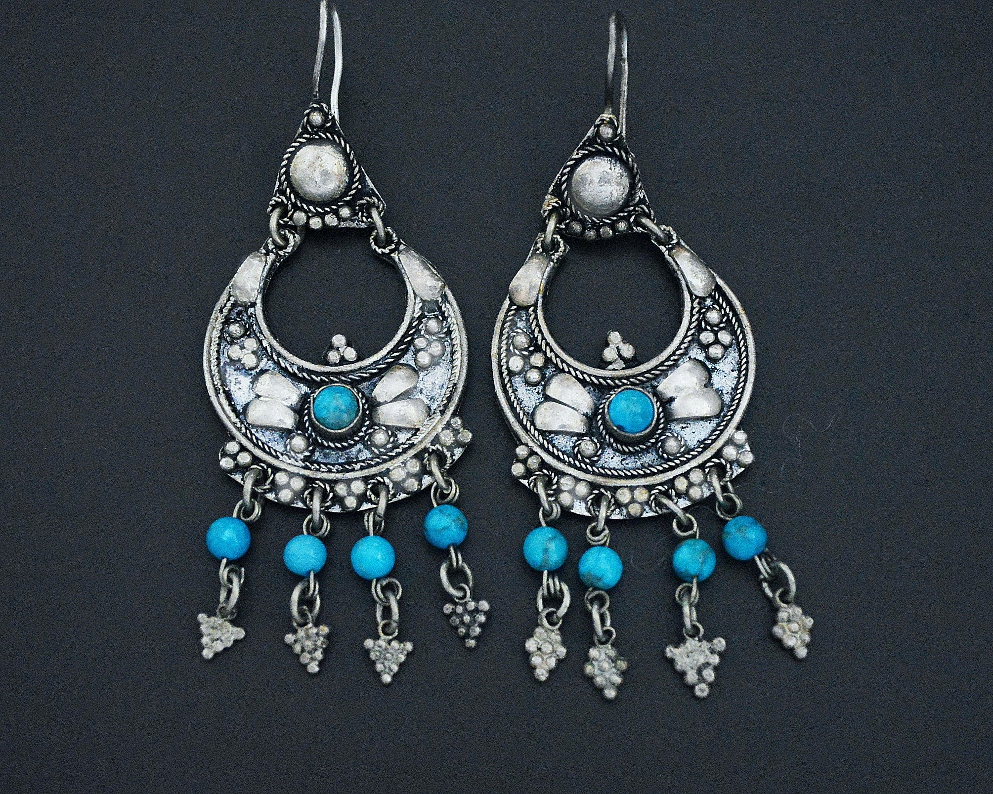 Ethnic Dangle Earrings with Turquoise