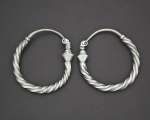 Egyptian Silver Hoop Earrings - Twisted