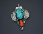 Turquoise Coral Pendant from India