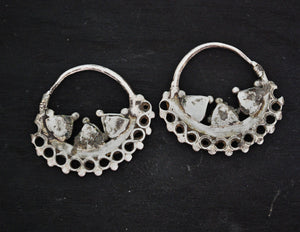 Antique Afghani Hoop Earrings with Glass