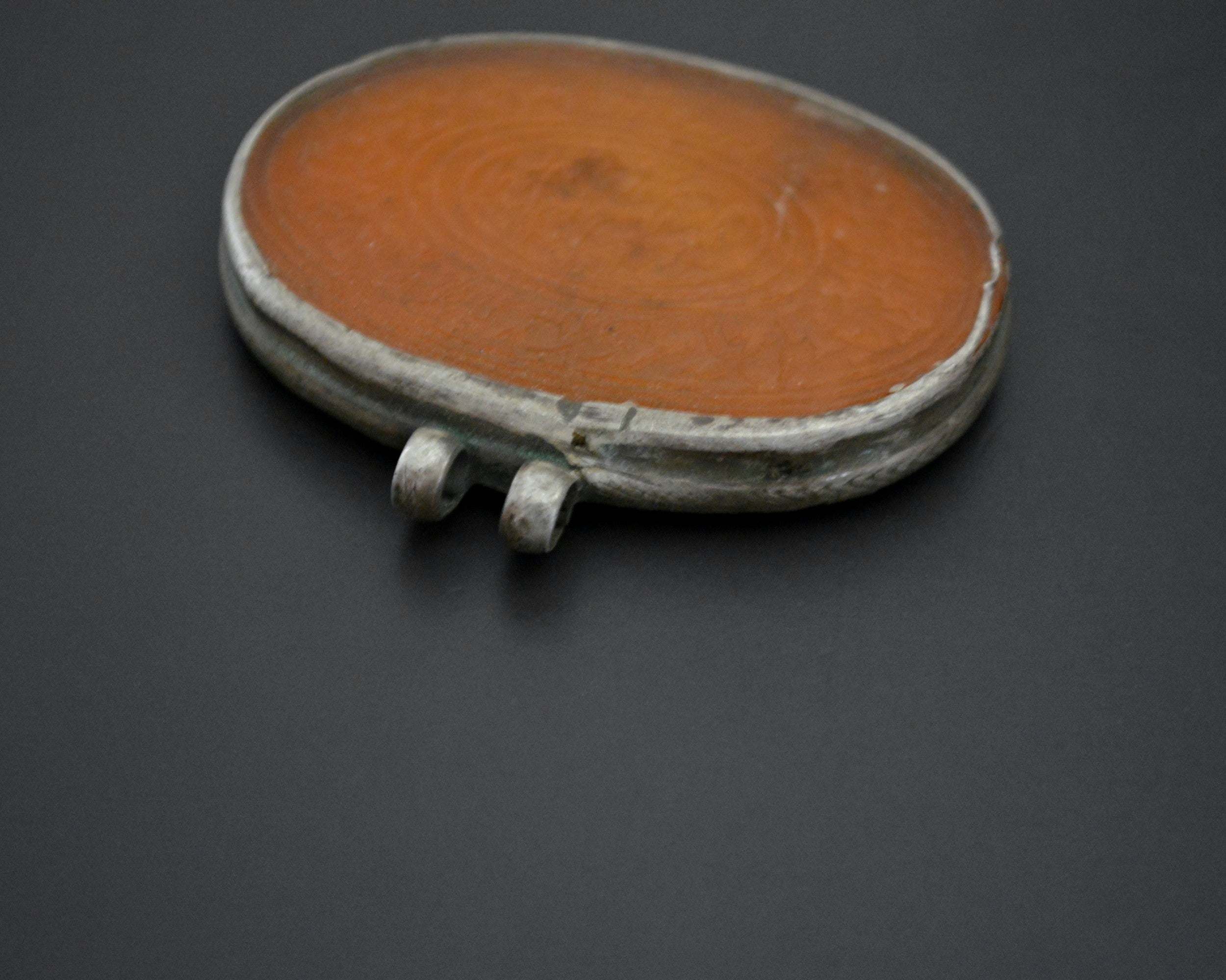 Old Carved Agate Pendant with Silver Setting