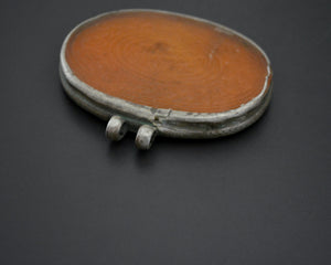 Old Carved Agate Pendant with Silver Setting